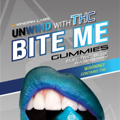 UnWind “BITE ME” 10:1 Delta 8 Gummies / 3000mg / Electric Blue Raspberry / 20 Count